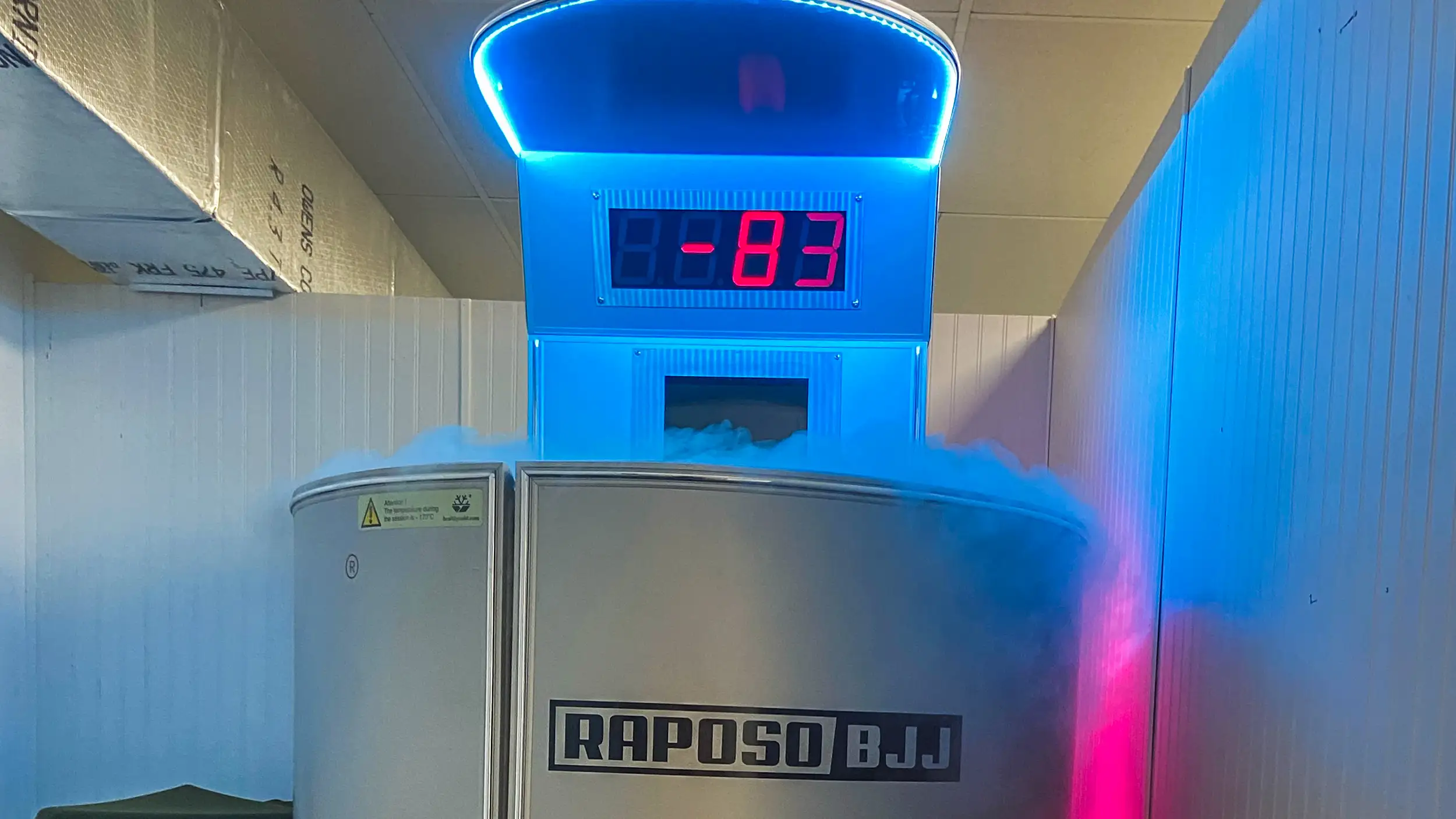 An image of the best cryotherapy machine in Slidell LA inside of the cryotherapy booth at Raposo BJJ Academy
