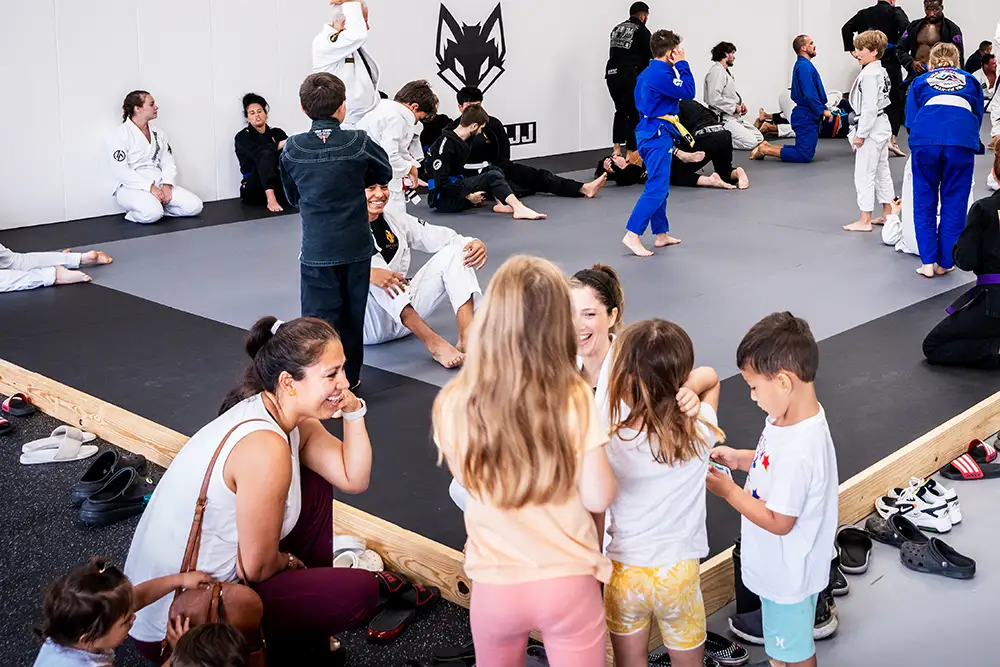 A community of people attending a kids jiu jitsu class at Raposo BJJ Academy in Slidell LA